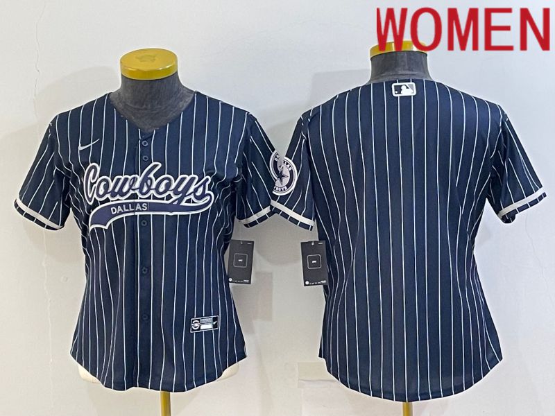 Women Dallas Cowboys Blank Blue stripe 2022 Nike Co branded NFL Jerseys->women nfl jersey->Women Jersey